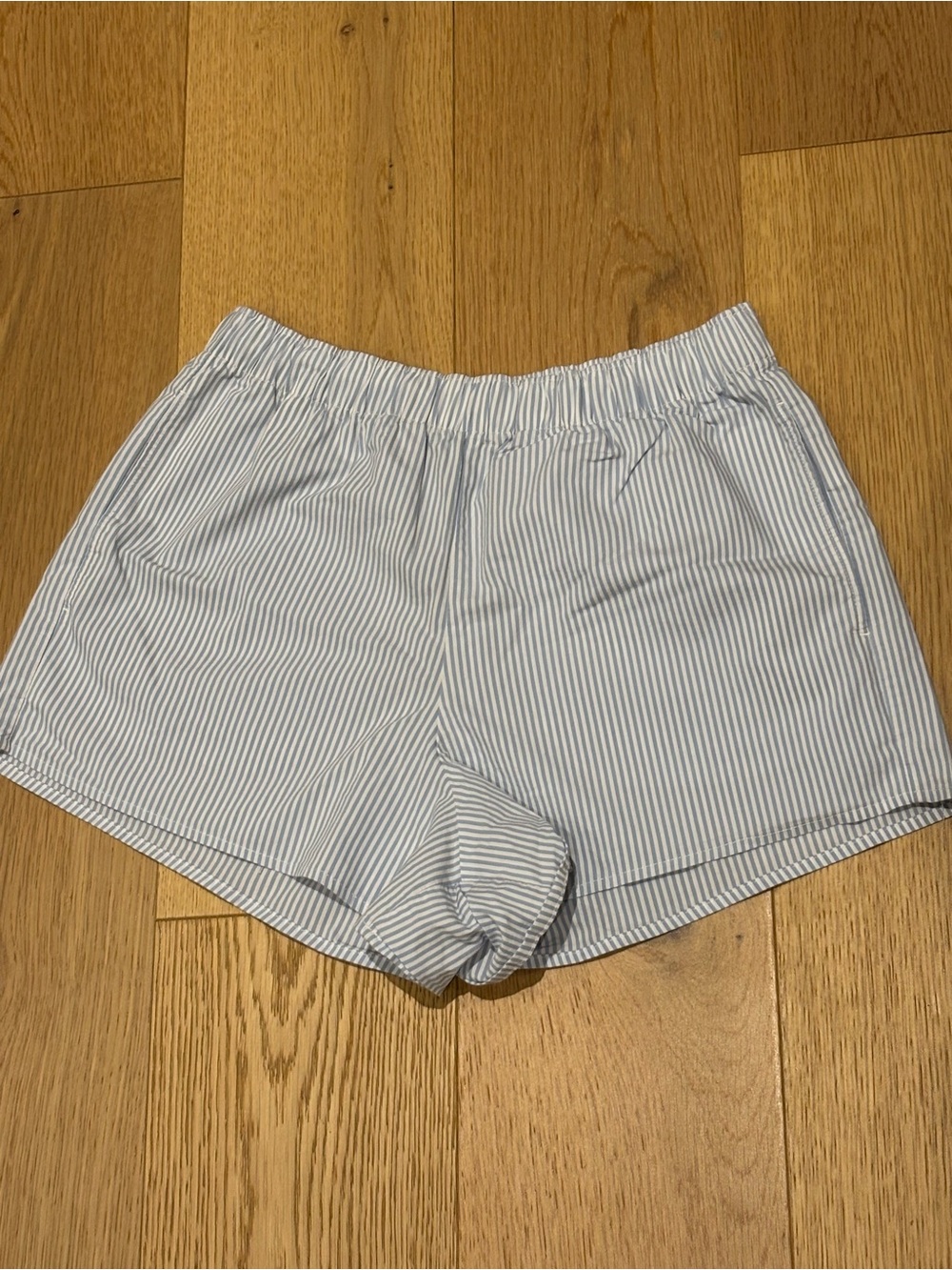 Hollister Light Blue & White Pinstripe Athletic Shorts